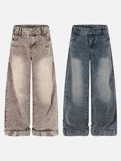 DAXUEN Wide-leg denim jeans with acid wash effect