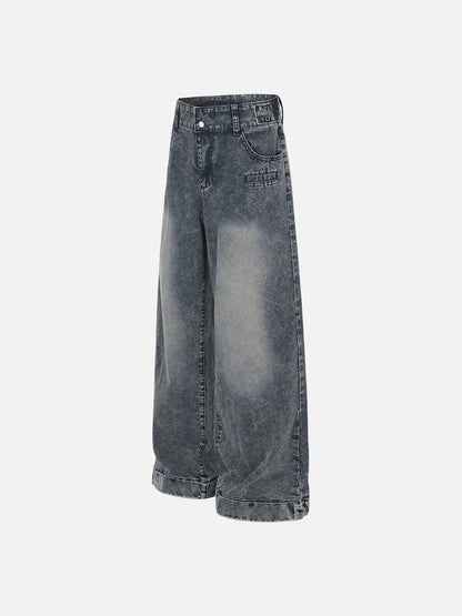 DAXUEN Wide-leg denim jeans with acid wash effect