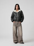 DAXUEN Acid Wash Wide-Leg Jeans | DAXUEN — model photo