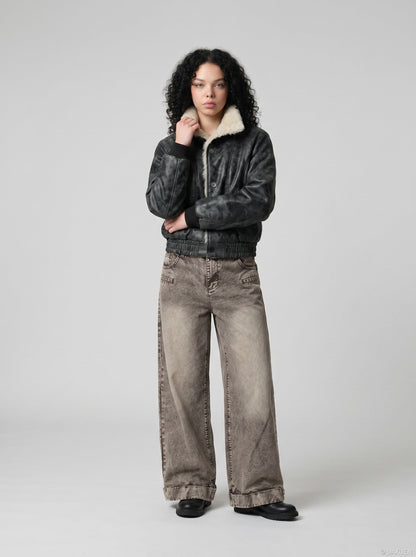 DAXUEN Acid Wash Wide-Leg Jeans | DAXUEN — model photo