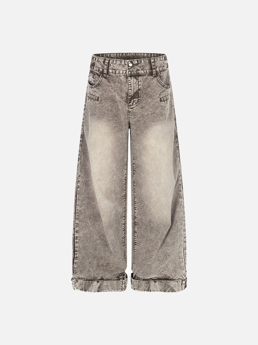 DAXUEN Wide-leg denim jeans with acid wash effect