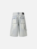 DAXUEN Men's loose-fit wide-leg acid-washed cargo shorts