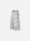 DAXUEN Men's loose-fit wide-leg acid-washed cargo shorts