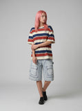 DAXUEN Men's loose-fit wide-leg acid-washed cargo shorts — model photo