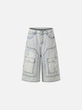 DAXUEN Men's loose-fit wide-leg acid-washed cargo shorts