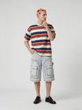 DAXUEN Men's loose-fit wide-leg acid-washed cargo shorts — model photo