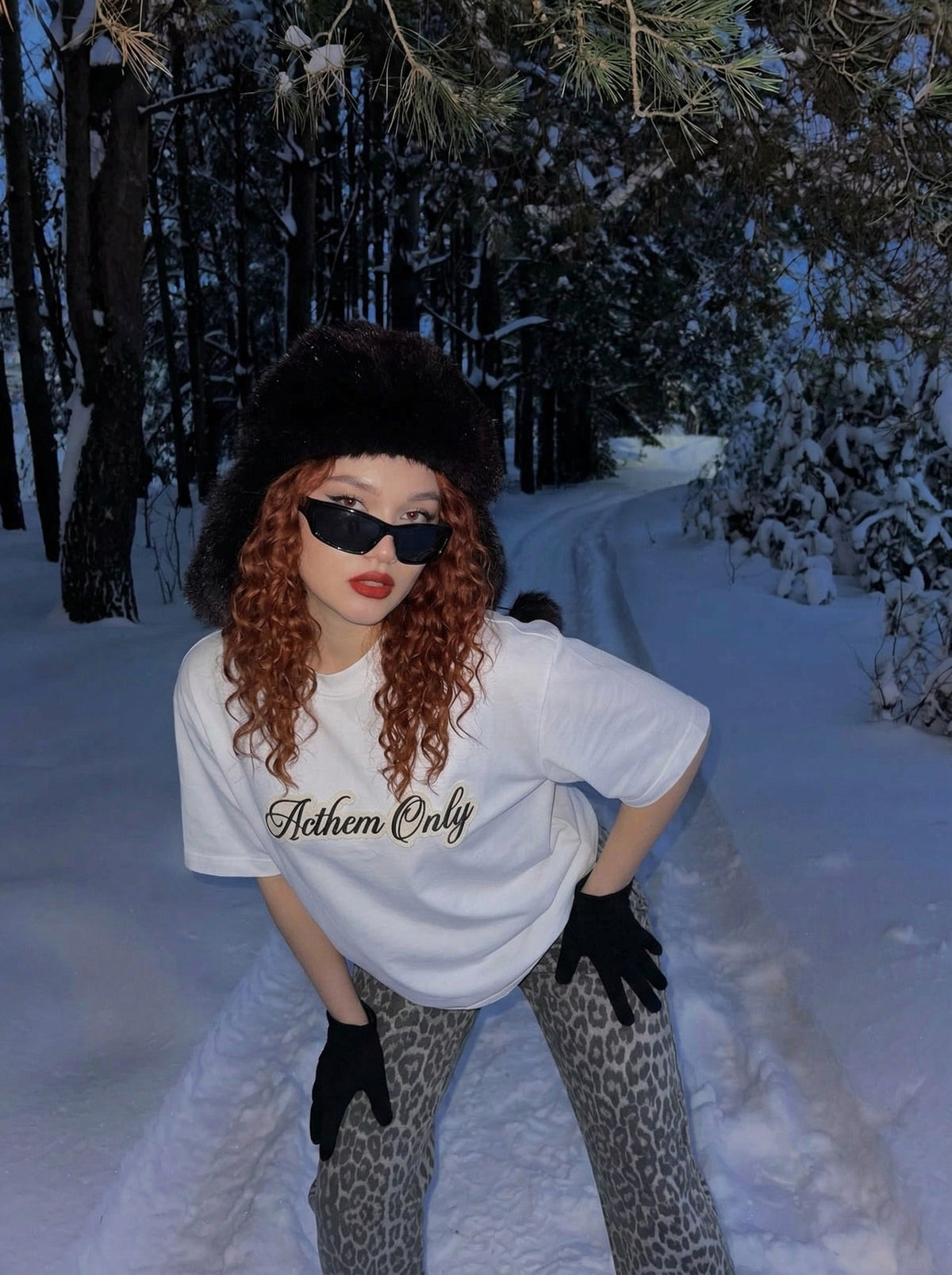 DAXUEN Acthem Only Cross Graphic T-Shirt — model photo