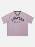DAXUEN Loose-fitting short-sleeved V-neck T-shirt with graphic