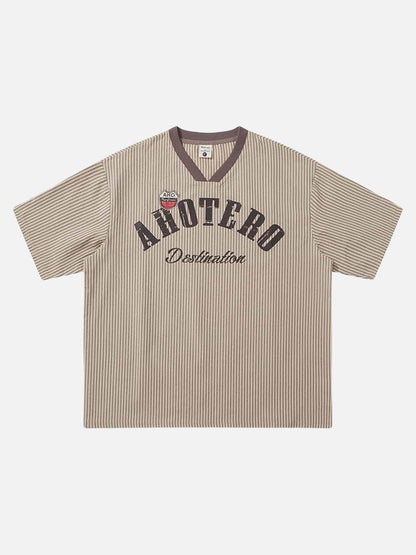 DAXUEN Loose-fitting short-sleeved V-neck T-shirt with graphic