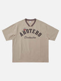 DAXUEN Loose-fitting short-sleeved V-neck T-shirt with graphic