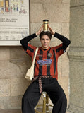 DAXUEN Retro Striped V-Neck Football Jersey