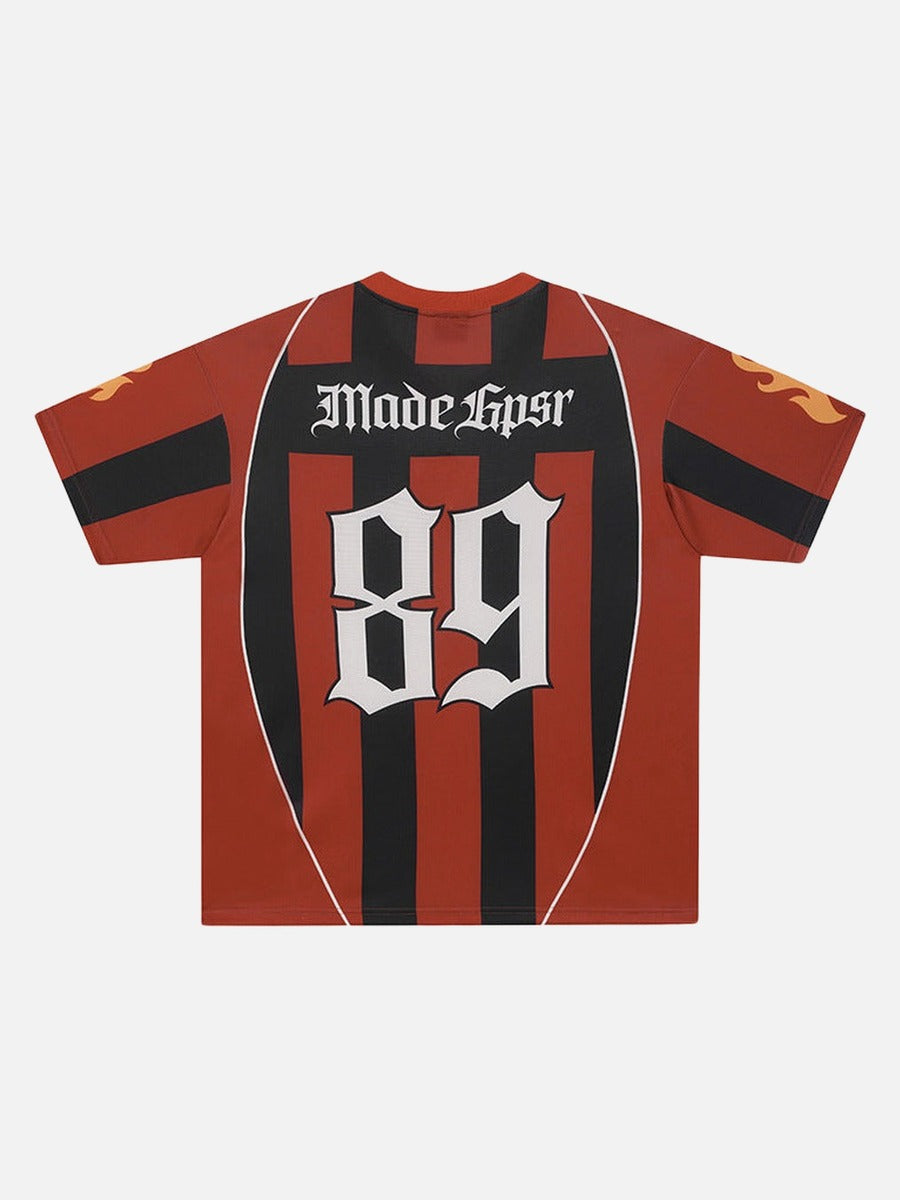 DAXUEN Retro Striped V-Neck Football Jersey