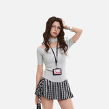 Women's slim-fit choker cut-out top