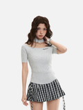 Women's slim-fit choker cut-out top