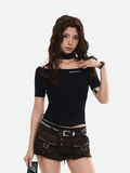 Women's slim-fit choker cut-out top