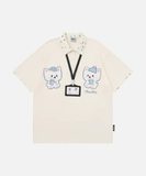 Floral Cartoon Bear Polo Shirt