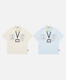 Floral Cartoon Bear Polo Shirt