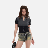 Slim-fit two-tone corset top