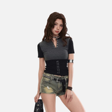 Slim-fit two-tone corset top
