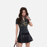 Slim-fit two-tone corset top