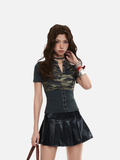 Slim-fit two-tone corset top