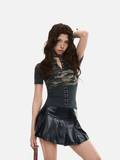 Slim-fit two-tone corset top