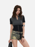 Slim-fit two-tone corset top