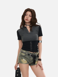 Slim-fit two-tone corset top