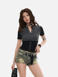 Slim-fit two-tone corset top
