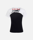 Fitted women's short-sleeved color block T-shirt