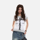 Distressed graphic short-sleeved T-shirt
