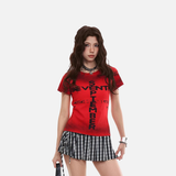 Distressed graphic short-sleeved T-shirt