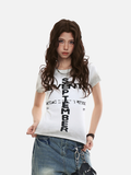 Distressed graphic short-sleeved T-shirt