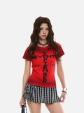 Distressed graphic short-sleeved T-shirt