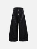 DAXUEN black angular crocodile-panel trousers