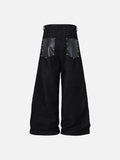 DAXUEN black angular crocodile-panel trousers