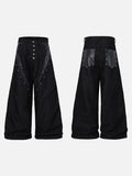 DAXUEN black angular crocodile-panel trousers