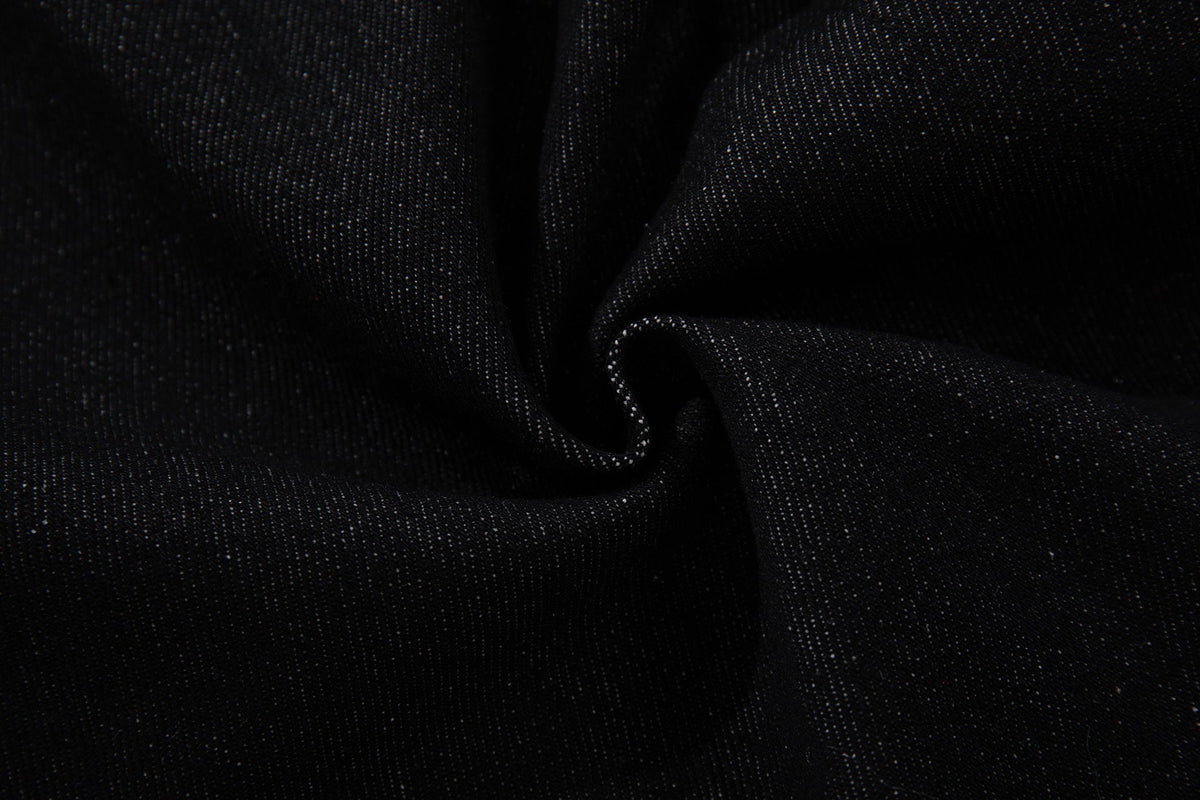 DAXUEN black angular crocodile-panel trousers