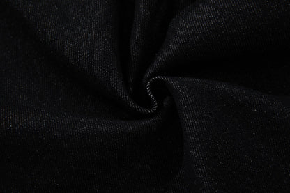 DAXUEN black angular crocodile-panel trousers