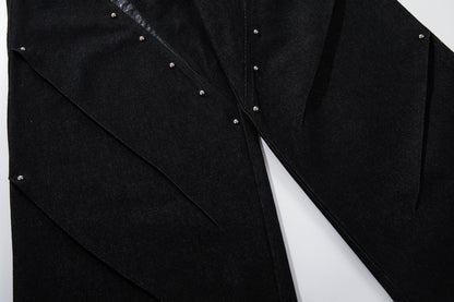 DAXUEN black angular crocodile-panel trousers