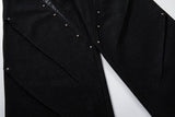 DAXUEN black angular crocodile-panel trousers