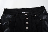 DAXUEN black angular crocodile-panel trousers