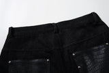 DAXUEN black angular crocodile-panel trousers