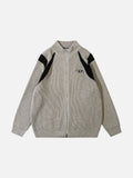 DAXUEN black angular panel knit zip jacket