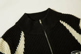 DAXUEN black angular panel knit zip jacket