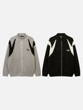 DAXUEN black angular panel knit zip jacket