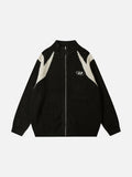 DAXUEN black angular panel knit zip jacket