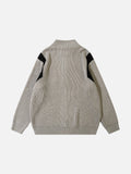 DAXUEN black angular panel knit zip jacket