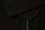 DAXUEN black angular panel knit zip jacket