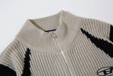 DAXUEN black angular panel knit zip jacket